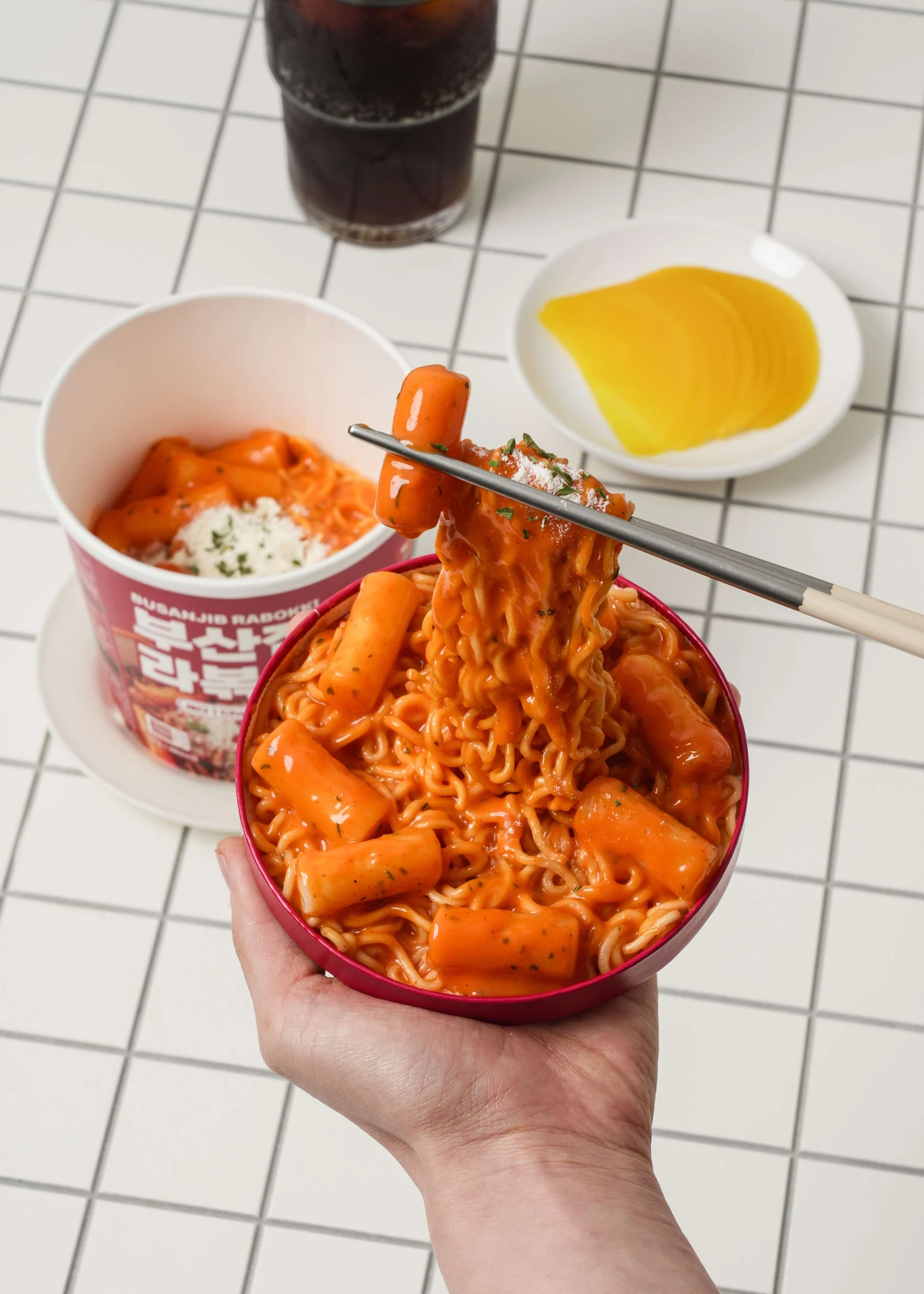 BUSANJIB Cheddar Rabokki with rice cakes and noodles
